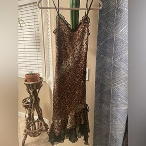 Betsy Johnson leopard slip dress.